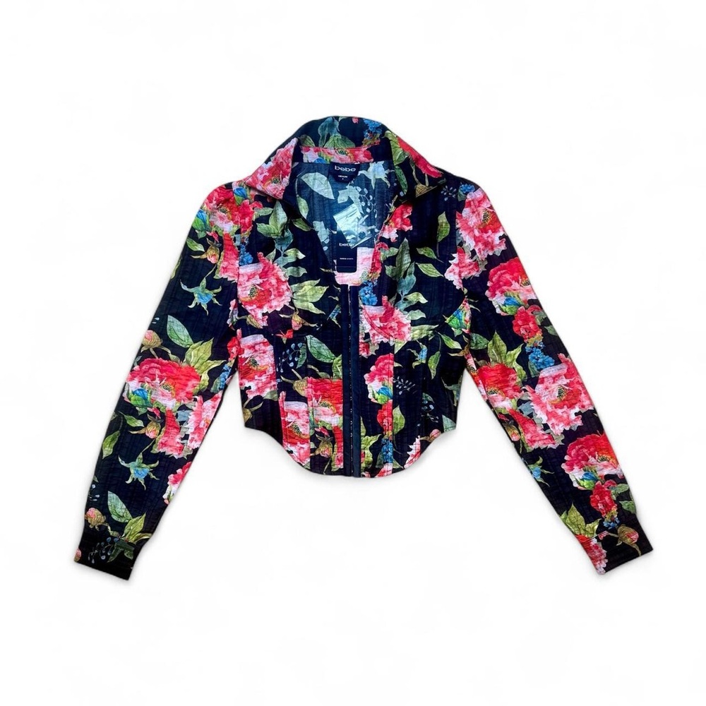 Bebe floral corset blouse 2 NWT